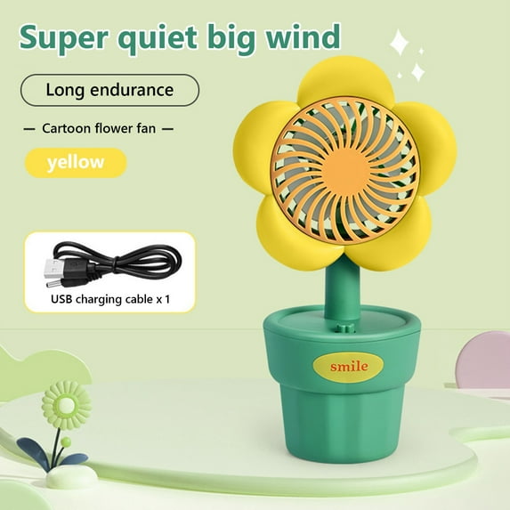 JilgTeok Usb Garden Flower Fan for Mother's Day, Suitable for Indoor and Outdoor Yellow