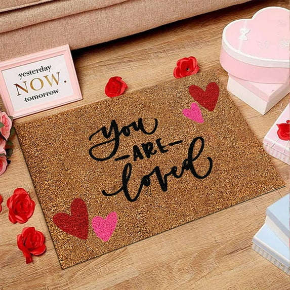 JilgTeok Valentine's Day Carpet Living Room Bedroom Doormat Holiday Floor Mat Gift Mat