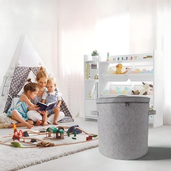 JilgTeok Zippered Storage Miscellaneous Bucket Household Toy Storage Basket Dirty Clothes Basket Large Capacity Organizer Box for Women Men Kids