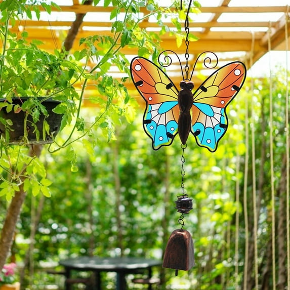 Jilgteok Butterfly Metal Crafts Wind Chime Tube Patio Balcony Hanging Bell Model