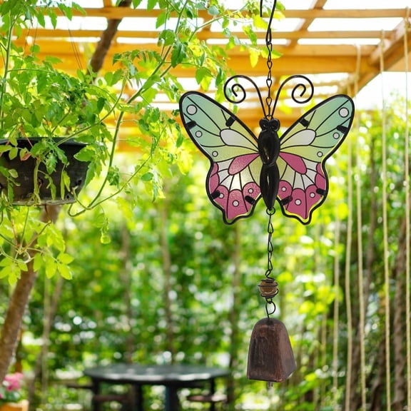 Jilgteok Butterfly Metal Crafts Wind Chime Tube Patio Balcony Hanging Bell Model