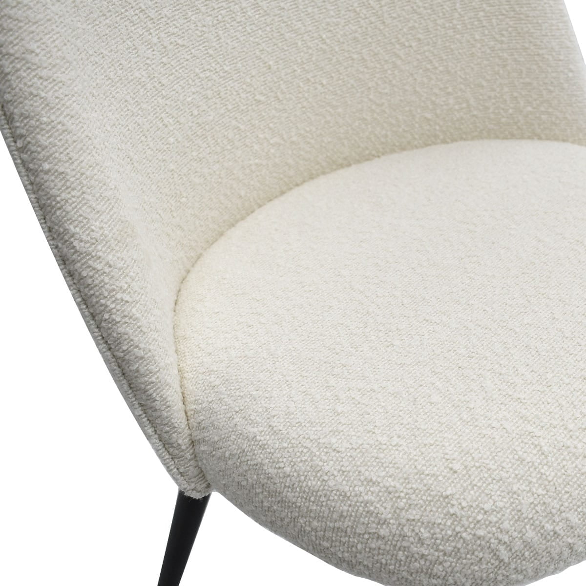 Beige Upholstered Side Chair with Black Metal Legs, Set of 4
