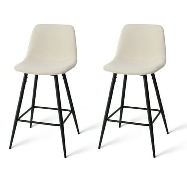 Jili Creation Fabric Upholstered 26" Counter Stool (Set of 2) - 38"x19"x19" Beige