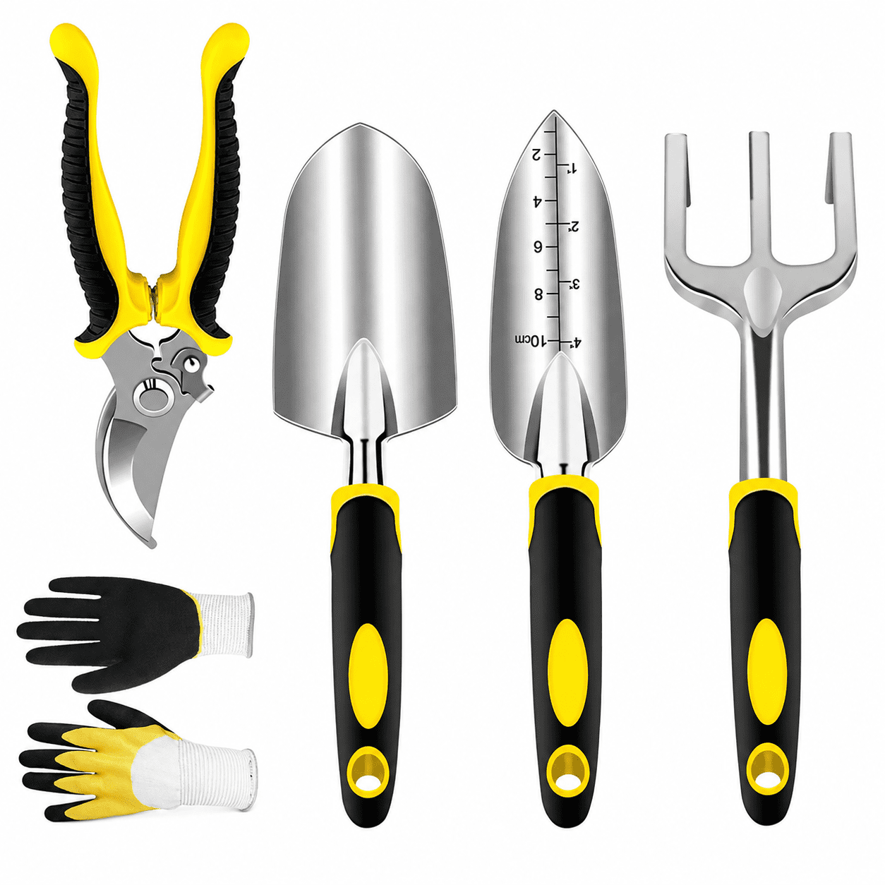 Jill Deaaa 5 Piece Garden Tool Set, Heavy Duty Gardening Hand Tools with Pruning Shears, Trowel, Transplanter, Hand Cultivator Rake &amp; Gardening Gloves, Rust-Proof Ergonomic Handle deal from Walmart