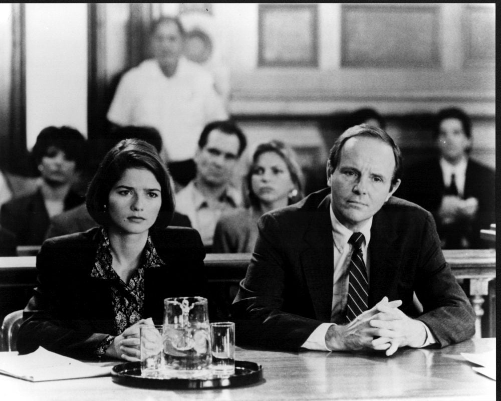 Jill Hennessy & Michael Moriarty Sitting In Courtroom In Law & Order ...