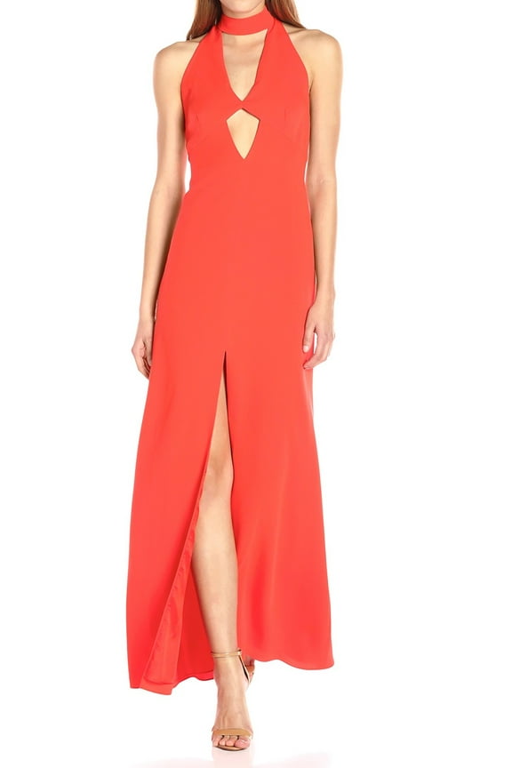 NEW Orange Womens Size 10 High-Neck Cutout Gown Dress