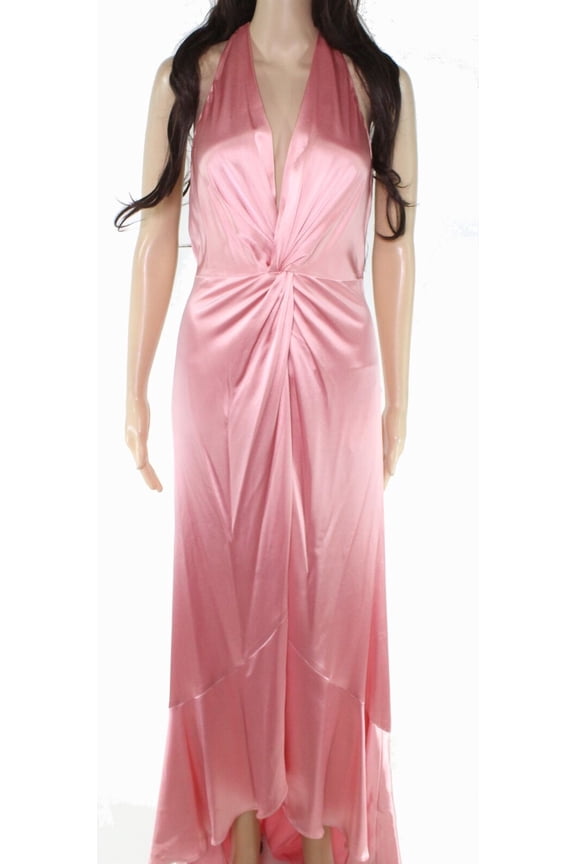 Womens Satin Halter Twist Front Gown Size 0