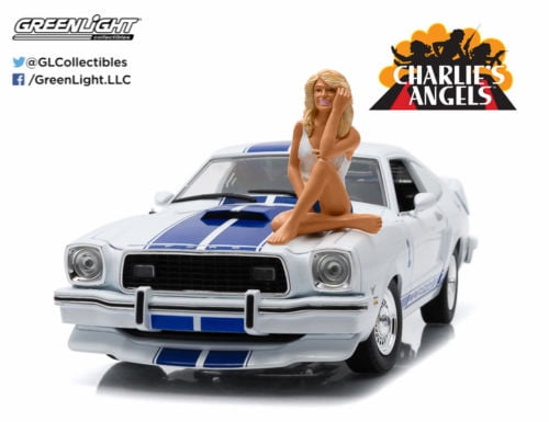 GREENLIGHT 1:18 ENTERTAINMENT COLLECTION 1978 FORD MUSTANG II COBRA II WITH FARRAH FAWCETT FIGURE DIECAST CAR 12880-B