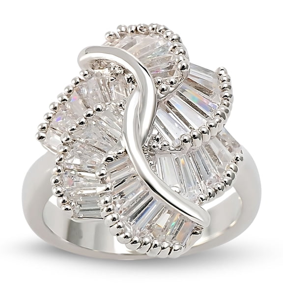 Jill Statement Ring Womens Baguette Cut White Gold Plated Ginger Lyne Collection