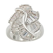 Jill Statement Ring Womens Baguette Cut White Gold Plated Ginger Lyne Collection