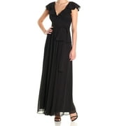 Jill Stuart Women's Ruffle Chiffon Gown (4, Black)