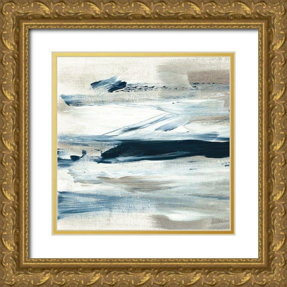 Jill, Susan 12x12 Gold Ornate Wood Framed with Double Matting Museum Art Print Titled - Tumultuous Indigo III