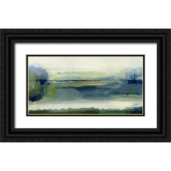 Jill, Susan 14x9 Black Ornate Wood Framed with Double Matting Museum Art Print Titled - Glistening Meadow