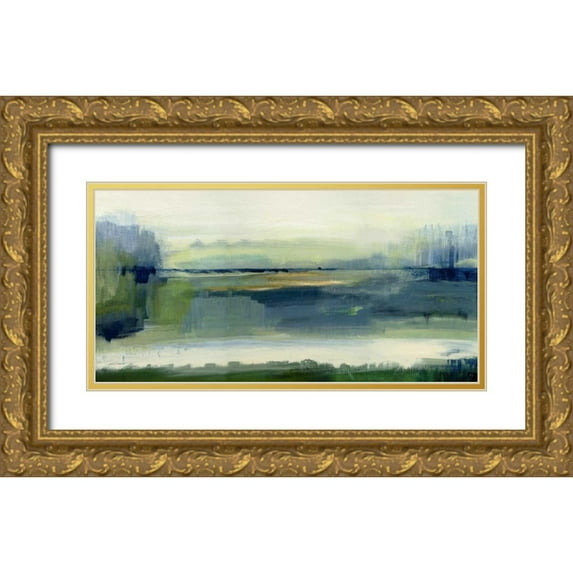Jill, Susan 14x9 Gold Ornate Wood Framed with Double Matting Museum Art Print Titled - Glistening Meadow