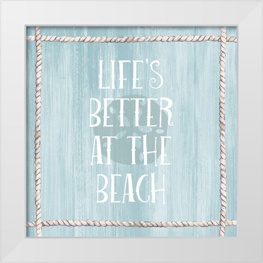 Life's Better at the Beach 20x20 White Wood Framed Canvas Print