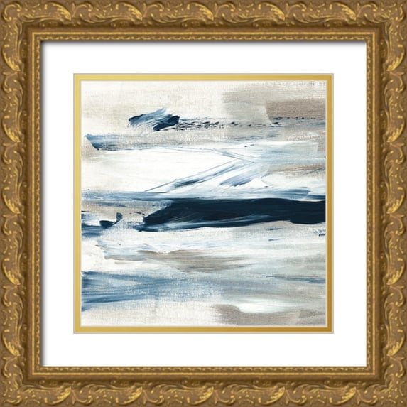 Jill, Susan 26x26 Gold Ornate Wood Framed with Double Matting Museum Art Print Titled - Tumultuous Indigo III