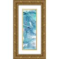 thumbnail image 1 of Jill, Susan 7x14 Gold Ornate Wood Framed with Double Matting Museum Art Print Titled - Aqua Terra I, 1 of 4