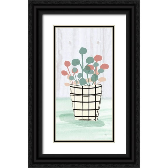 Jill, Susan 9x14 Black Ornate Wood Framed with Double Matting Museum Art Print Titled - Potted Posies III