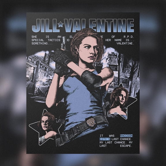 Jill Valentine Tactical Survivor Character Classic Survival Horror Wall Art Decor 12x18 UNFRAMED