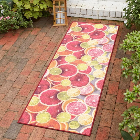 Jill Zarin Caribbean Outdoor Collection Area Rug - Antigua (2' x 10' Runner Rust Red and Yellow/Brown)