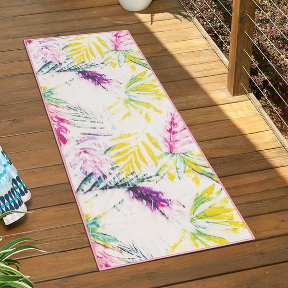 Jill Zarin Caribbean Outdoor Collection Area Rug - Aruba (2' x 8' Runner Ivory/Black)