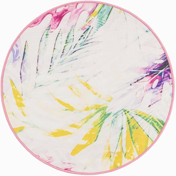 Jill Zarin Caribbean Outdoor Collection Area Rug - Aruba (3' 3" Round Ivory/Black)