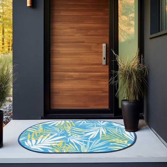 Jill Zarin Caribbean Outdoor Collection Area Rug - Grenada (2' x 3' 1" Oval Blue/Yellow)