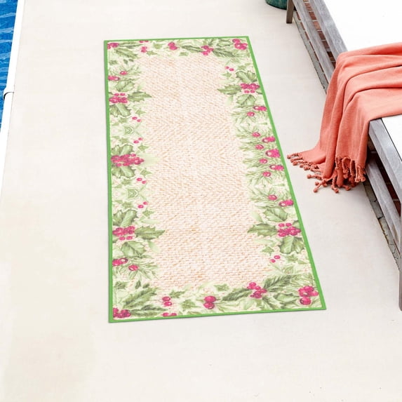 Jill Zarin Caribbean Outdoor Collection Area Rug - Jamaica (2' x 10' Runner Beige and Green/Light Brown)