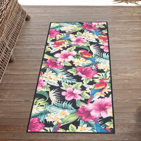 Jill Zarin Caribbean Outdoor Collection Area Rug - Saint Lucia (2' x 3' 11" Runner Multi/Black)