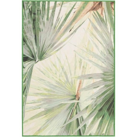 Jill Zarin Cuba Caribbean Outdoor Washable Rug ,4' 1" x 6' 1",Green