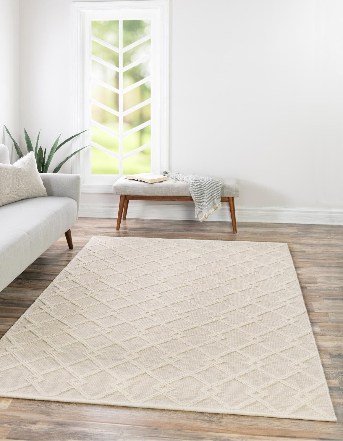 Vanilla Bean Hand-Knotted Wool Geometric 2'2" x 3'1" Indoor Rug