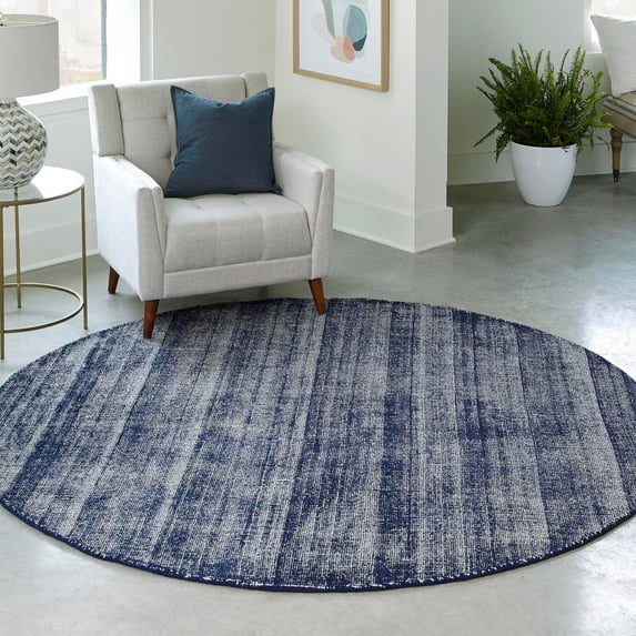 Jill Zarin English Manor Collection Area Rug - Farmhouse (10' Round Blueberry/Ivory)