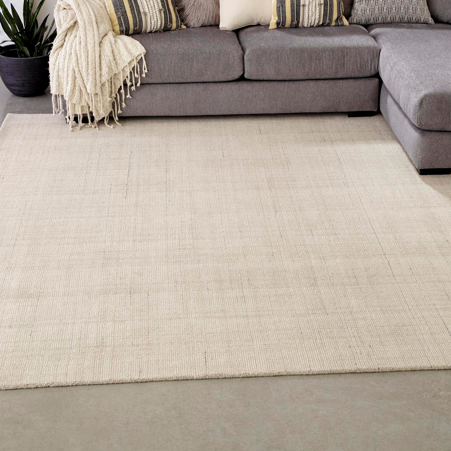 Vanilla Bean Hand-Knotted Wool Square Rug
