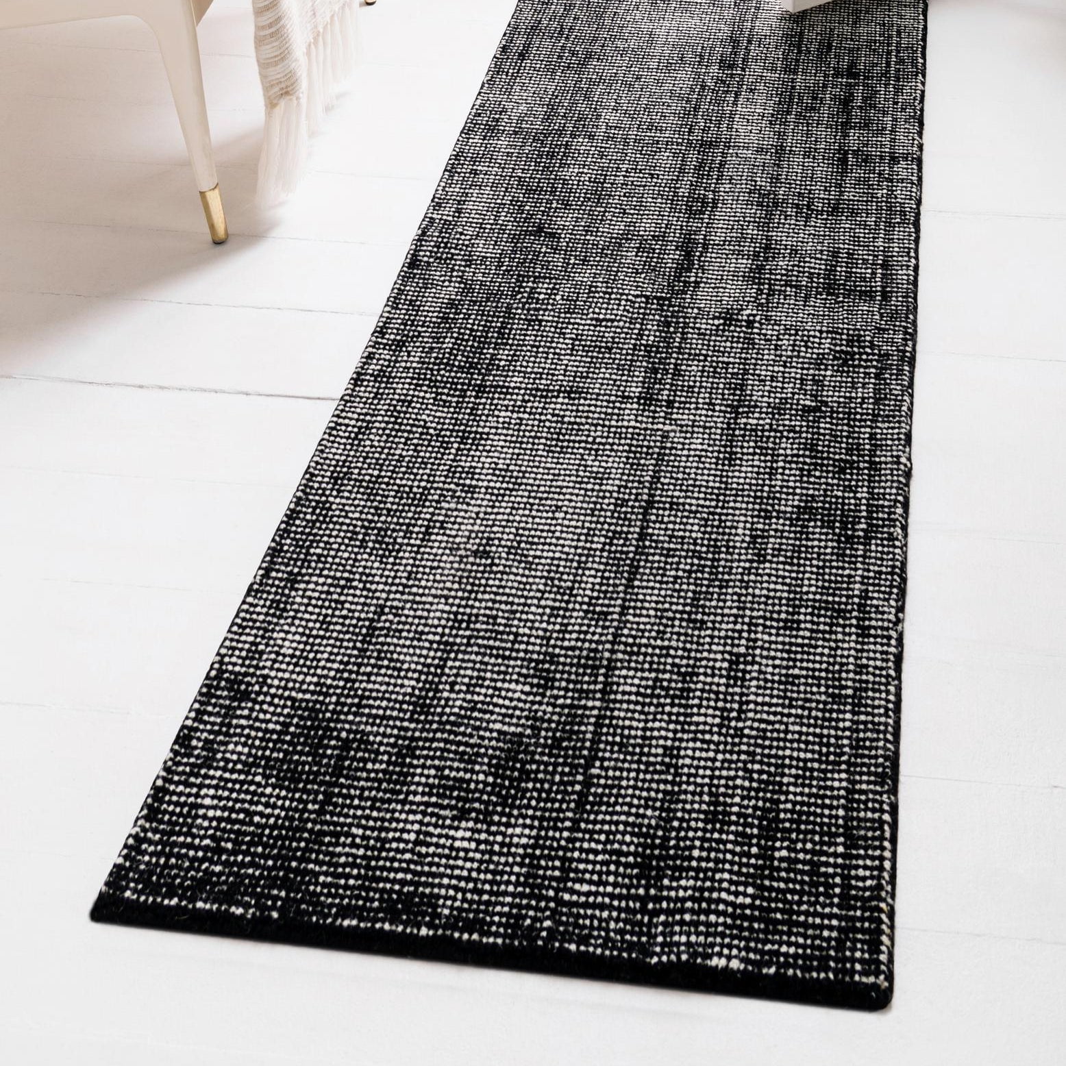Hand-Knotted Blackberry Wool Runner Rug with Ivory Accents