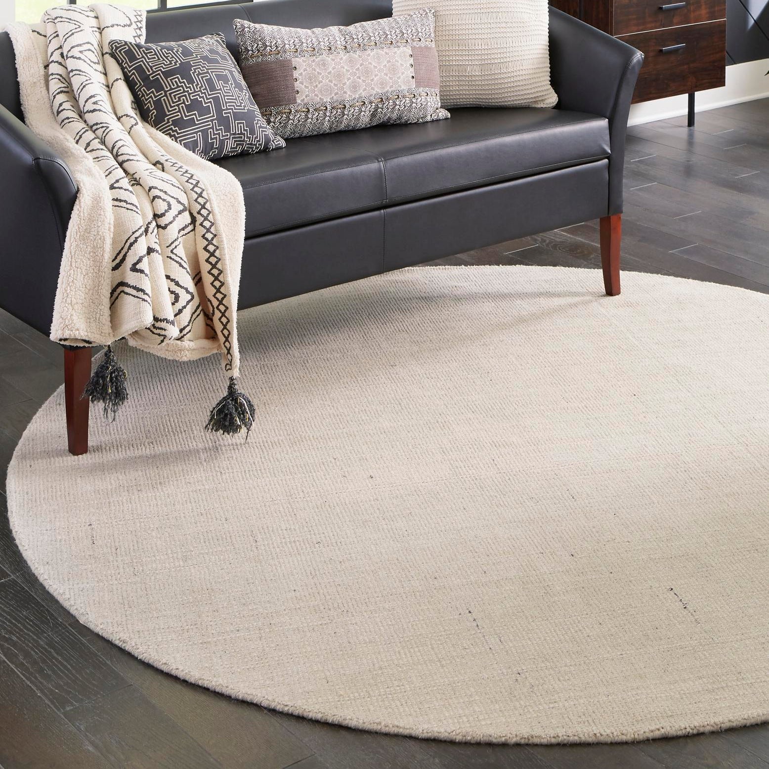 Vanilla Bean Round Hand-Knotted Wool Rug