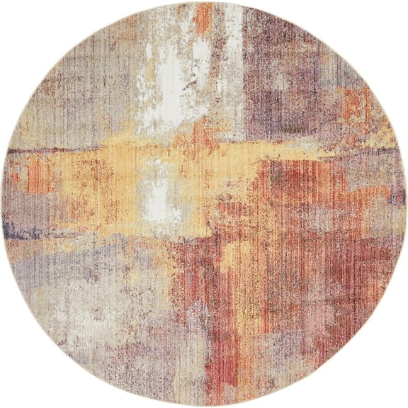 Jill Zarin Jill Zarin’s Downtown Round Abstract Modern Area Rugs, Multi-color