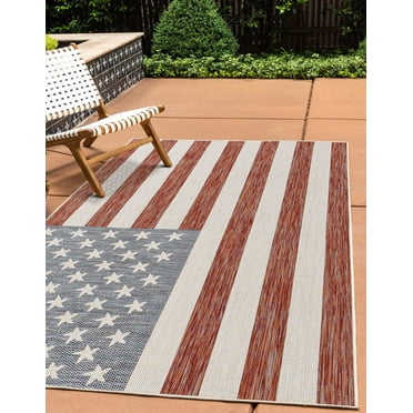 Jill Zarin Outdoor Collection Area Rug (5' 3" x 8' Rectangle Red/Blue)