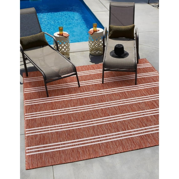 Jill Zarin Outdoor Collection Area Rug - Anguilla (10' 8" Square Rust Red/Ivory)