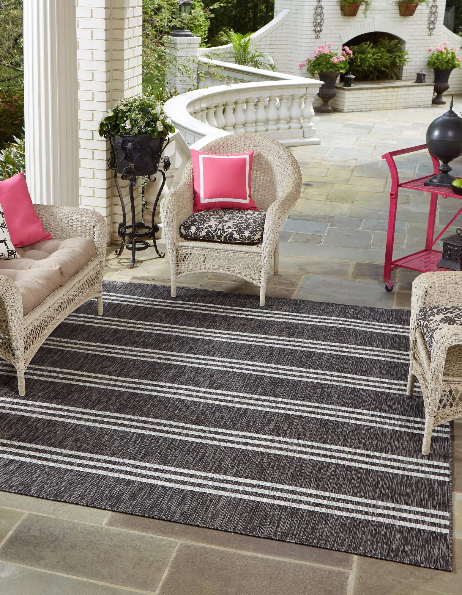 Charcoal Chic Easy-Care Synthetic 13' Square Outdoor Rug