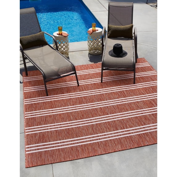 Jill Zarin Outdoor Collection Area Rug - Anguilla (13' 1" Square Rust Red/Ivory)