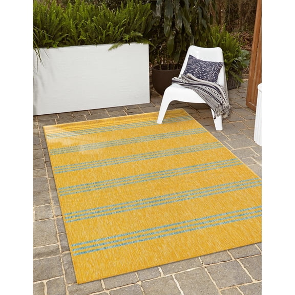 Jill Zarin Outdoor Collection Area Rug - Anguilla (2' x 3' 1" Rectangle Yellow and Aqua/Light Blue)