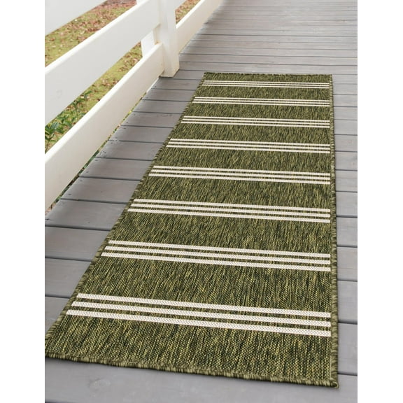 Jill Zarin Outdoor Collection Area Rug - Anguilla (2' x 6' 1" Runner Green/Ivory)