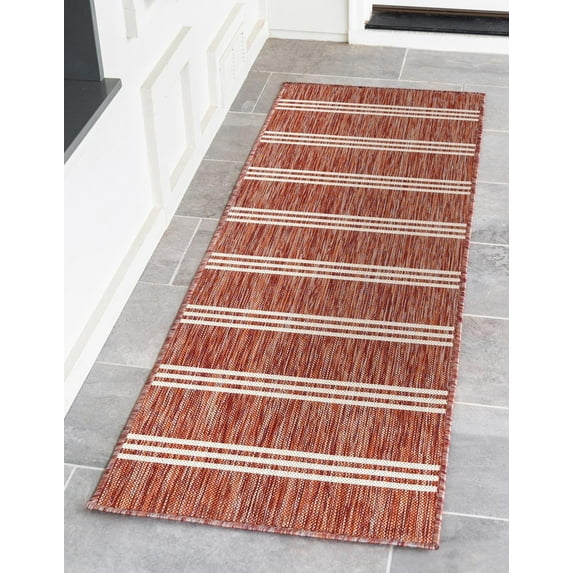 Jill Zarin Outdoor Collection Area Rug - Anguilla (2' x 6' 1" Runner Rust Red/Ivory)