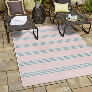 Jill Zarin Outdoor Collection Area Rug - Anguilla (3' 1" x 5' 3" Rectangle Pink and Aqua/Light Blue)