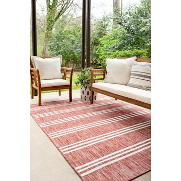 Jill Zarin Outdoor Collection Area Rug - Anguilla (6' 1" x 9' Rectangle Rust Red/Ivory)