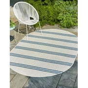Jill Zarin Outdoor Collection Area Rug - Anguilla (7' 10" x 10' Oval Ivory/Blue)