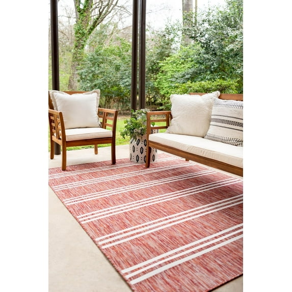 Jill Zarin Outdoor Collection Area Rug - Anguilla (9' x 12' Rectangle Rust Red/Ivory)