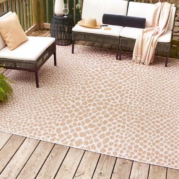 Jill Zarin Outdoor Collection Area Rug - Cape Town (10' 8" Square Dark Beige/Ivory)
