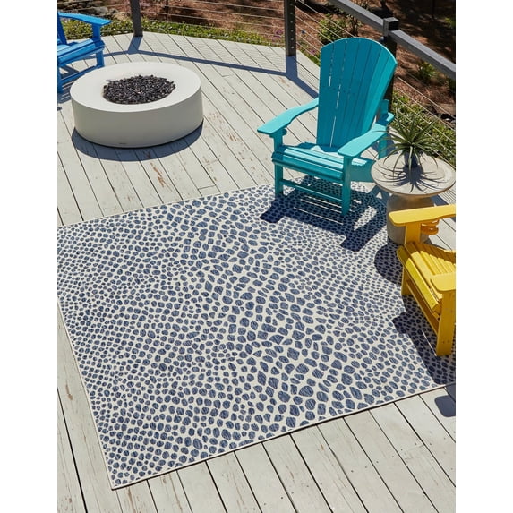 Jill Zarin Outdoor Collection Area Rug - Cape Town (13' 1" Square Blue/Olive)