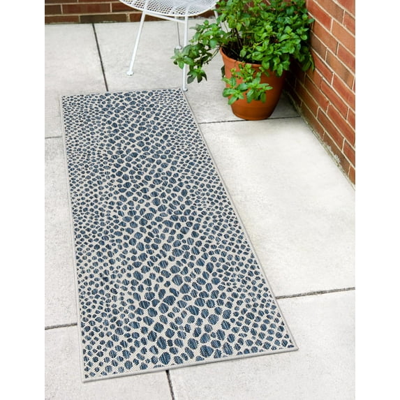 Jill Zarin Outdoor Collection Area Rug - Cape Town (2' 7" x 10' Runner Blue/Olive)